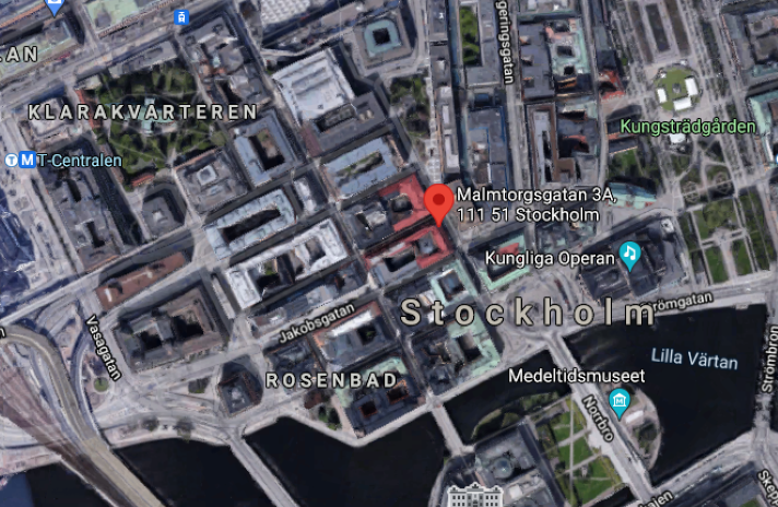Karta från Google maps som visar adressen till UD legaliseringar