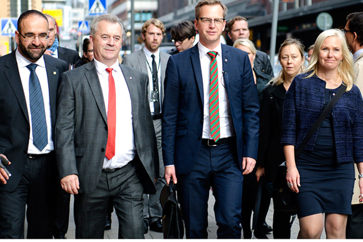 The Ministers at the Ministry of Enterprise and Innovation Mehmet Kaplan, Sven-Erik Bucht, Mikael Damberg and Anna Johansson