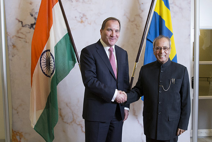 Photo at Stefan Löfven and India’s President Pranab Mukherjee 