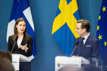 Prime Minister Ulf Kristersson and Finnish Prime Minister Sanna Marin
