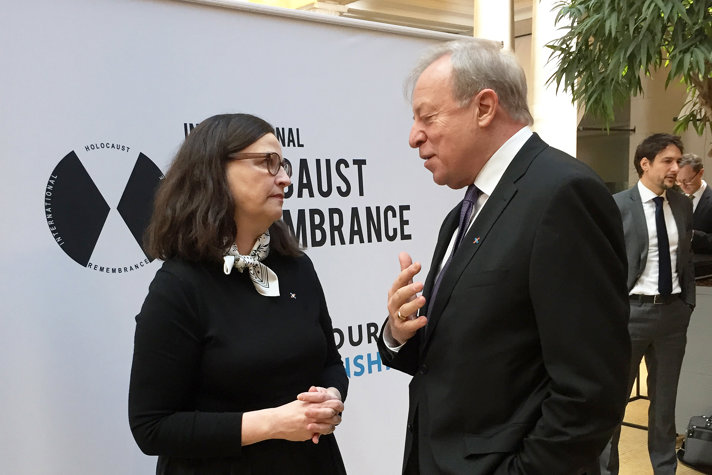 Anna Ekström, minister for Education, and Ambassador Georges Santer