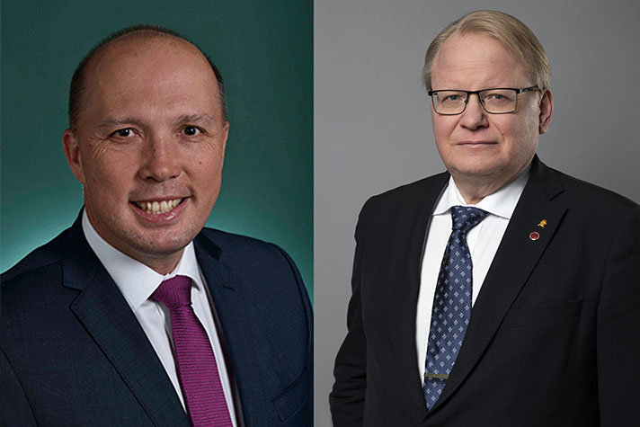 Peter Dutton to the left and Peter Hultqvist to the right in the picture. 