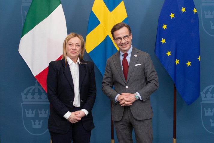 Italian Prime Minister Giorgia Meloni and Prime Minister Ulf Kristersson