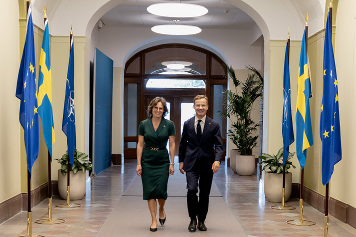 Prime Minister Ulf Kristersson and Minister for EU Affairs Jessika Roswall.
