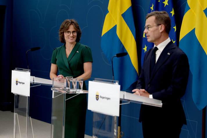 Prime Minister Ulf Kristersson and Minister for EU Affairs Jessika Roswall