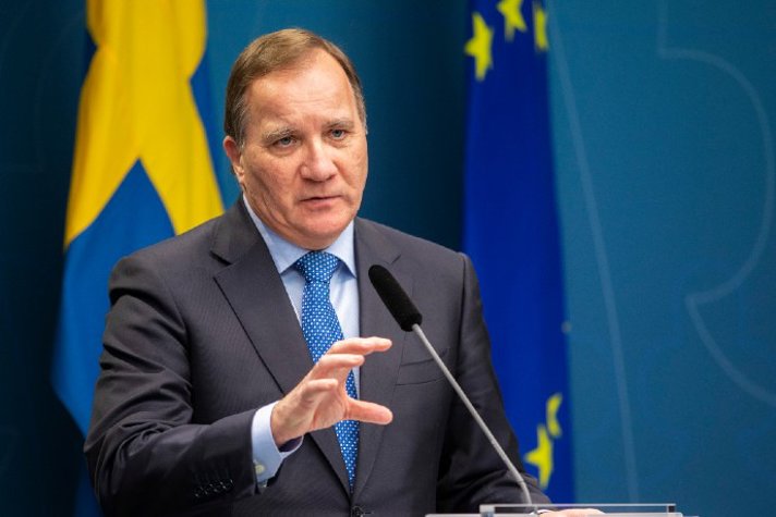 Prime Minister Stefan Löfven at a press conference