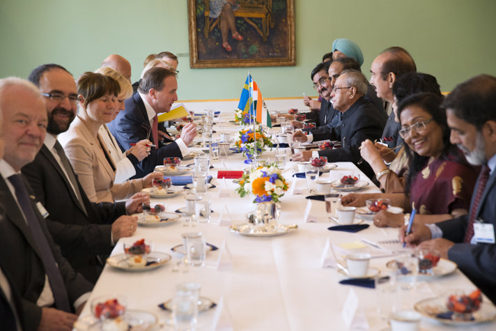 India’s President Shri Pranab Mukherjee at a meeting at Rosenbad during the State Visit to Sweden.