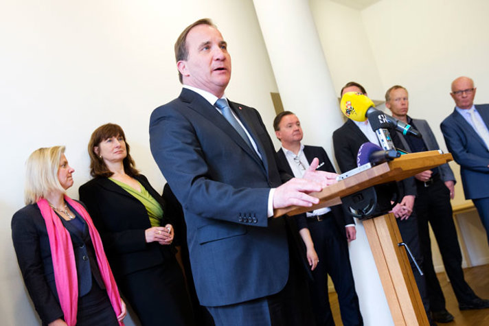Prime Minister Stefan Löfven giving a speech.
