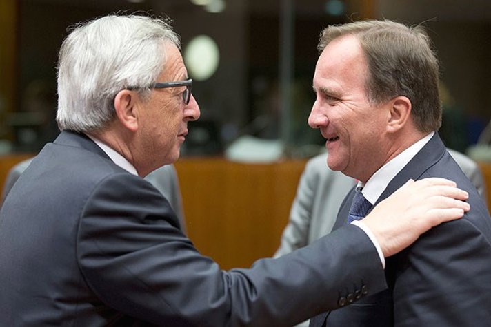 Photo of Prime Minister Stefan Löfven and Europe President Jean-Claude Juncker.