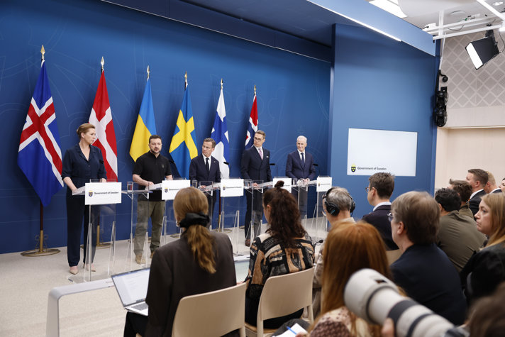 The Nordic leaders and Mr Zelenskyy held a press conference in connection with the Nordic summit on security and defence.