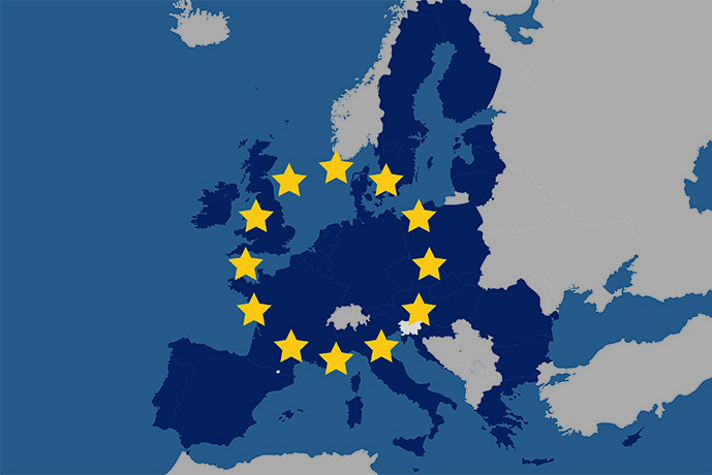 Map over the European Union.