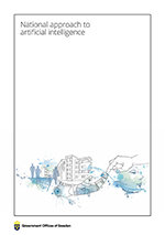 Illustrations of robot arms, digits, buildings and people.