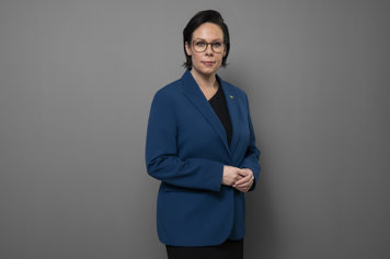 Maria Malmer Stenergard in a blue suit