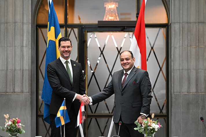 Minister for International Development Cooperation and Foreign Trade Johan Forssell and Egyptian Minister of Trade and Industry Ahmed Samir Saleh.
